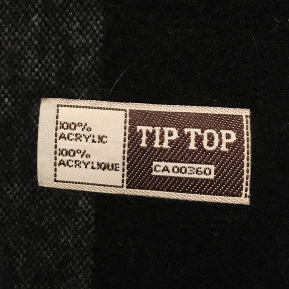 Tip Top - Black, White & Grey Plaid Scarf With Fringe - Picture 2 of 4